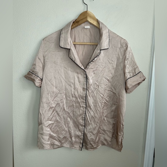 SilkSilky $119 Women's Pure Silk Short Sleeve Button Up Pajamas Set Pink Size M - Picture 5 of 12